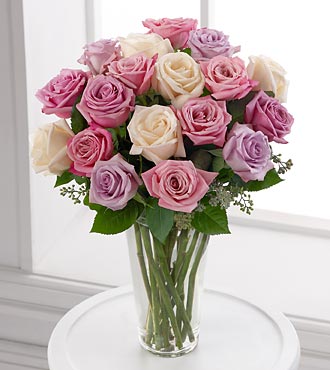 Long Stem Pastel Rose Bouquet 